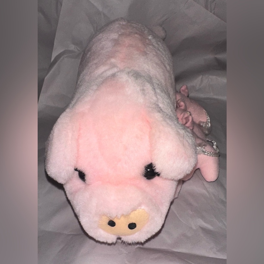 Vintage Mama Pig with Piglets Plush - Picture 5 of 7